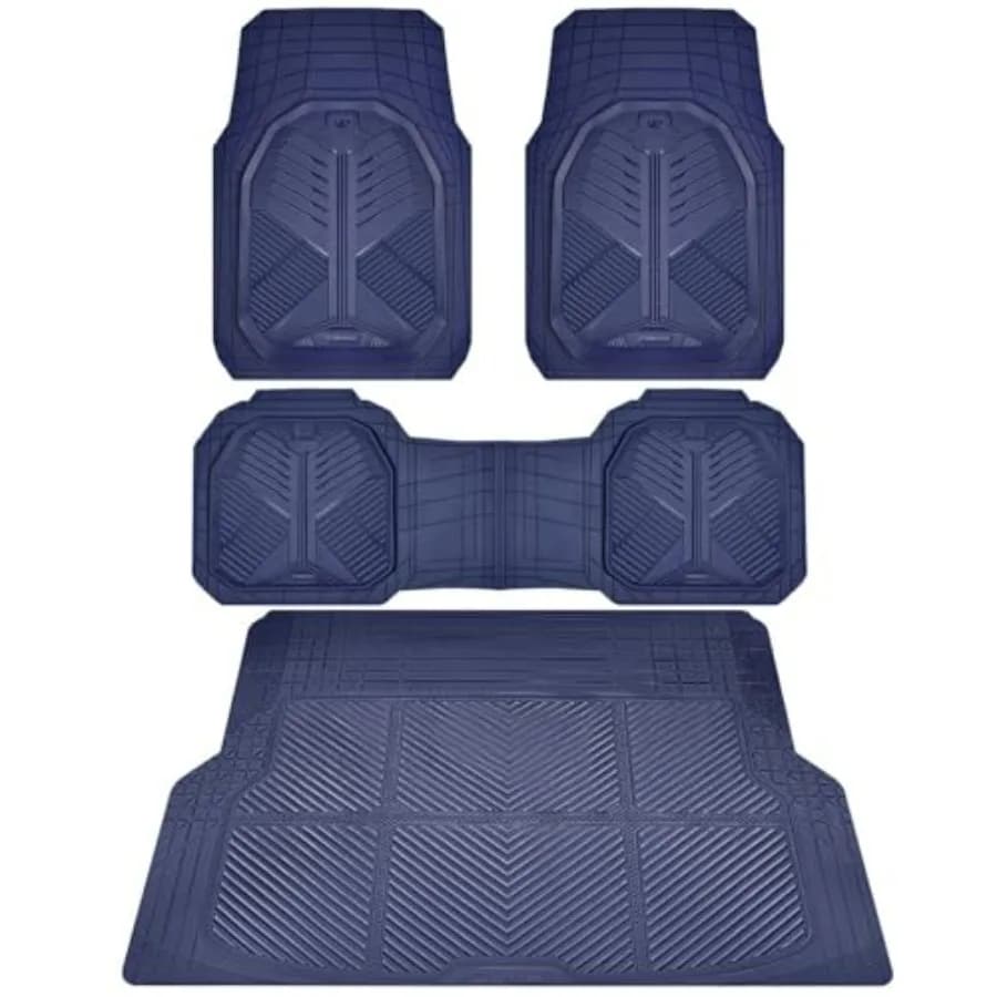 Tappetini per auto in gomma resistente con rivestimento di carico Tappetini per auto Deep-Dish e tappetino per bagagliaio Rivestimento universale per tutte le stagioni per SUV T