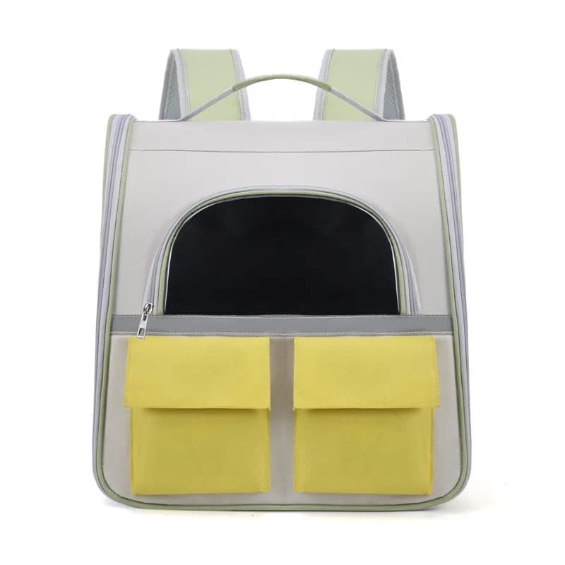 Large Capacity Transparent Canvas Cat Backpack, Breathable Pet Carrier Space Capsule Bag with Top Handle for Dogs & Cats