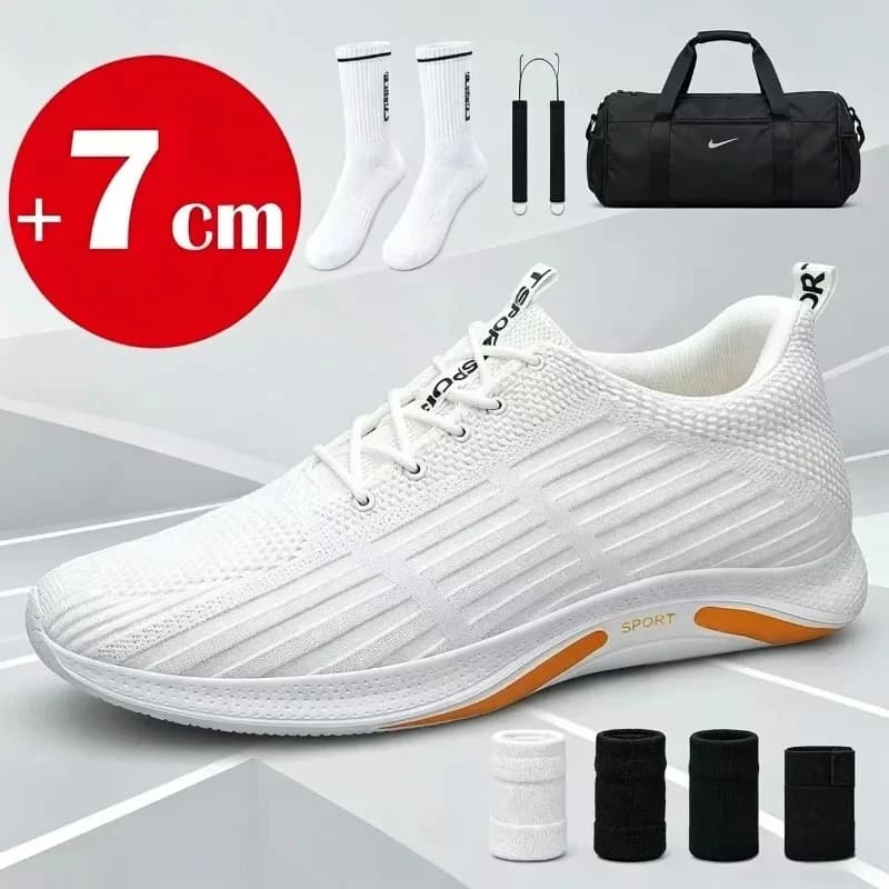 Scarpe Estive da Uomo con Rialzo, Traspiranti e Scavate, Sneakers con Aumento di Altezza Nascosto di 7 cm, Scarpe da Uomo per il Tempo Libero all'Aperto che Aumentano l'Altezza