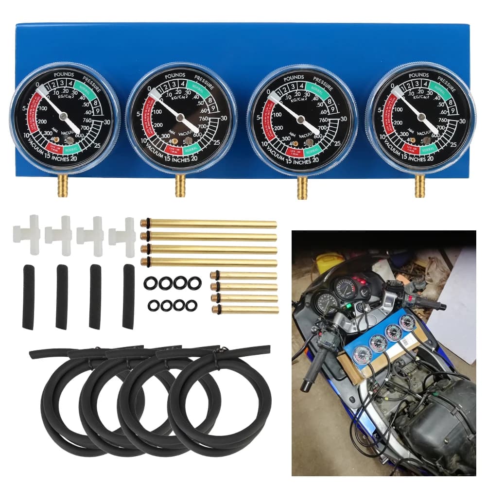 Tester per moto per carburatore a 2/4 cilindri Kit sincronizzatore carburatore Bilanciatore di accensione Calibri di prova Set Strumenti diagnostici per moto