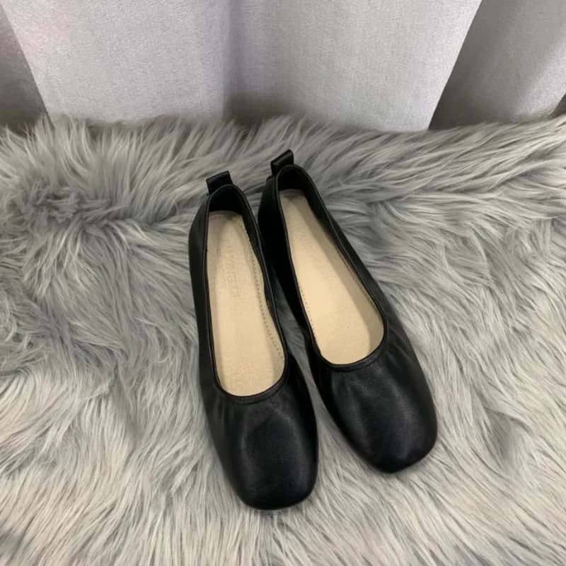Mocassini da donna con fondo morbido ed elastico, ballerine con punta quadrata, design casual, scarpe singole in pelle primavera estate, loafers da donna