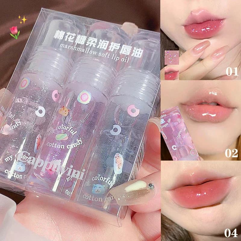 Set di 1/3 lucidalabbra trasparenti glitterati, lucidalabbra trasparente effetto acqua, olio labbra idratante che cambia colore, rossetti effetto specchio gelatinosi