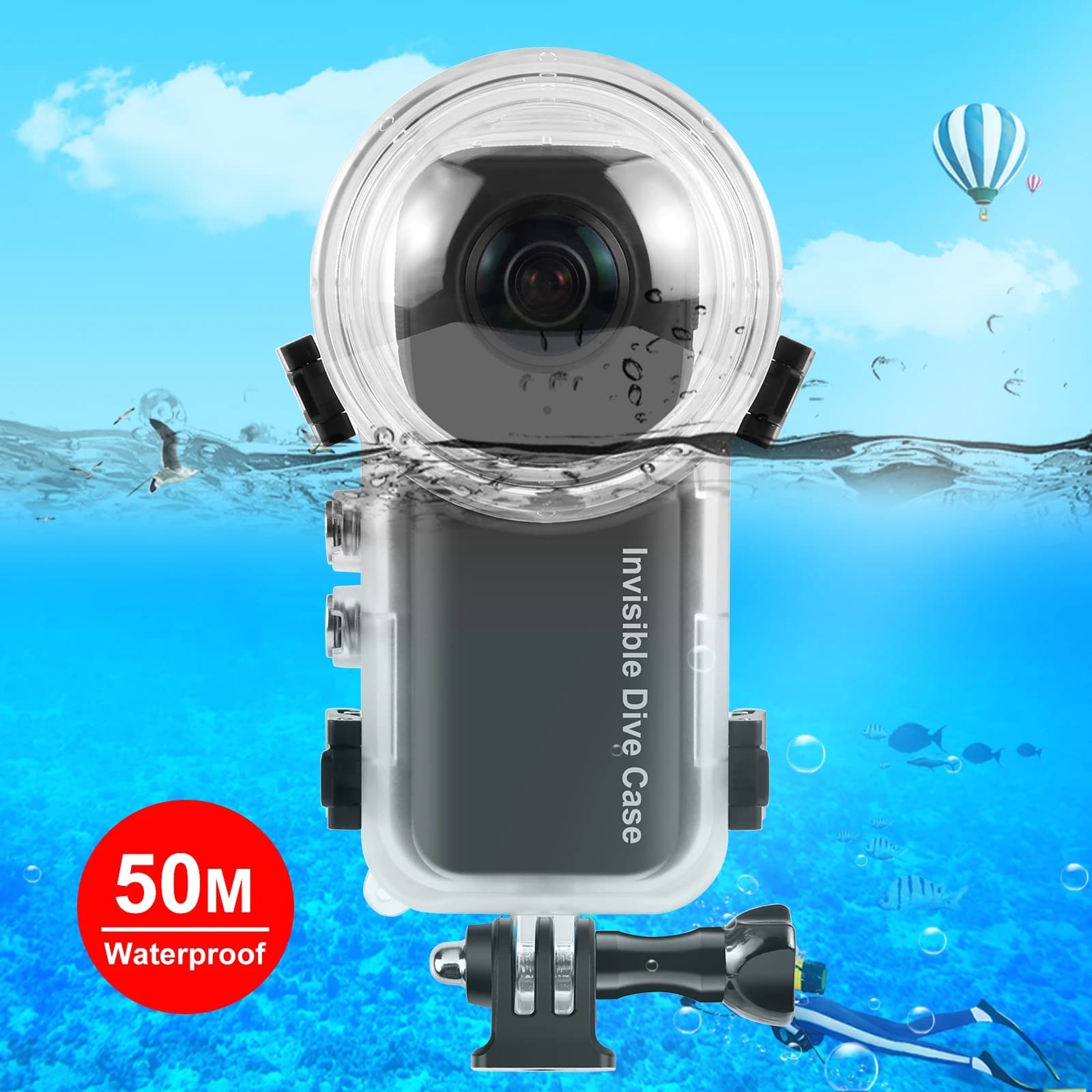 PULUZ Invisible underwater housing Waterproof 50m sealed housing for Insta360 X3 Camera Case Panoramic Camera Accessories