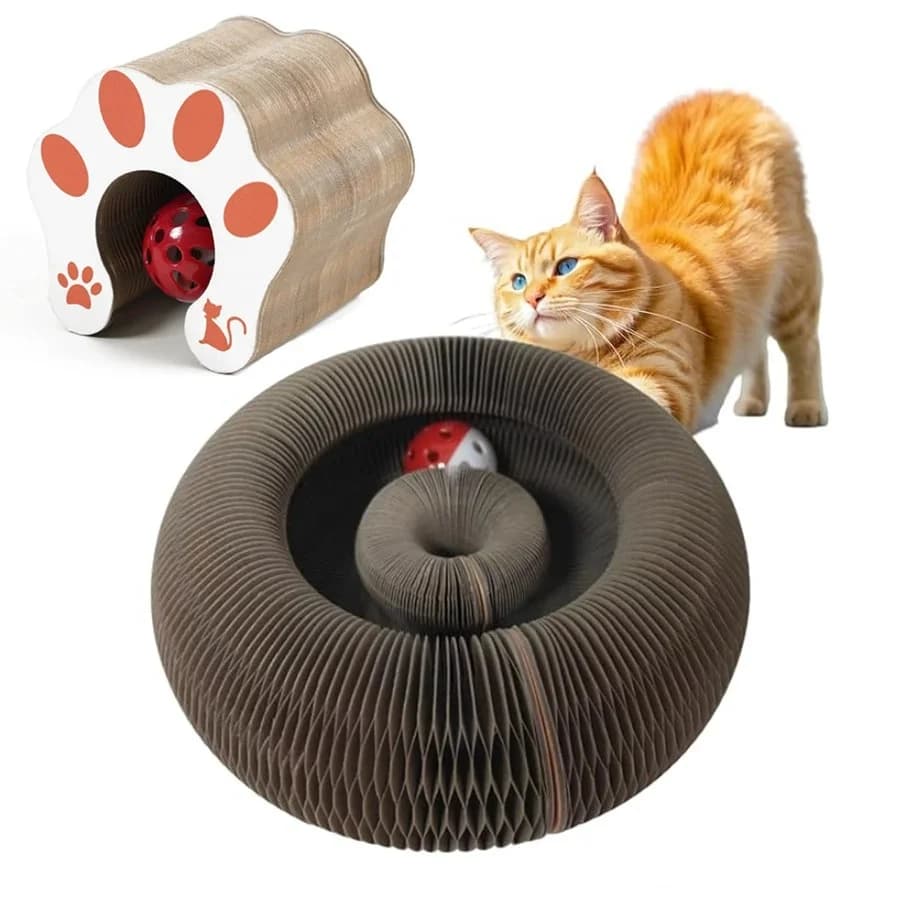 Tiragraffi per gatti, giocattolo per gatti con organo magico, tappetino antigraffio Nteractive, giocattolo per gattini in cartone fisarmonica riciclabile pieghevole per interni