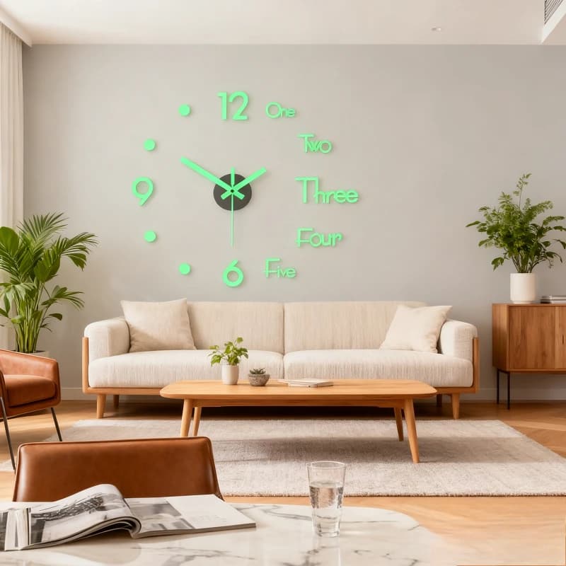 Orologio da parete che si illumina al buio Orologi luminosi a LED in acrilico autoadesivo fai-da-te Decorazioni creative per la casa per soggiorno camera da letto