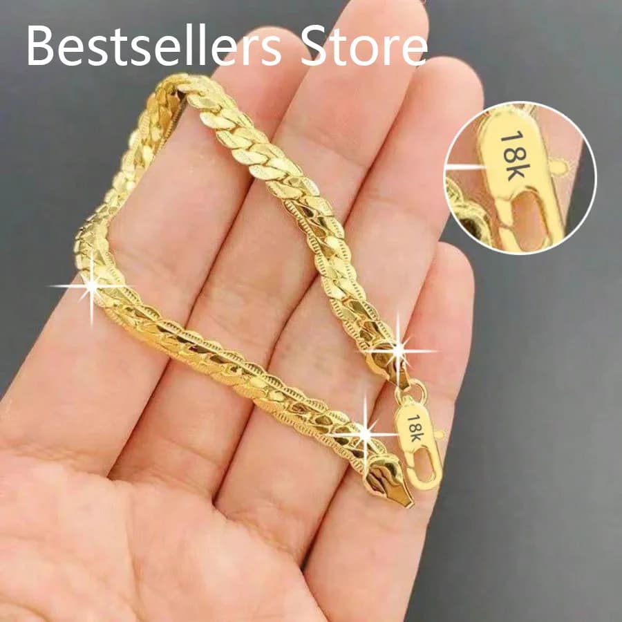 925 Sterling Silver 18K Gold Side Chain Bracelet Fashion Men Women Wedding Party Gifts