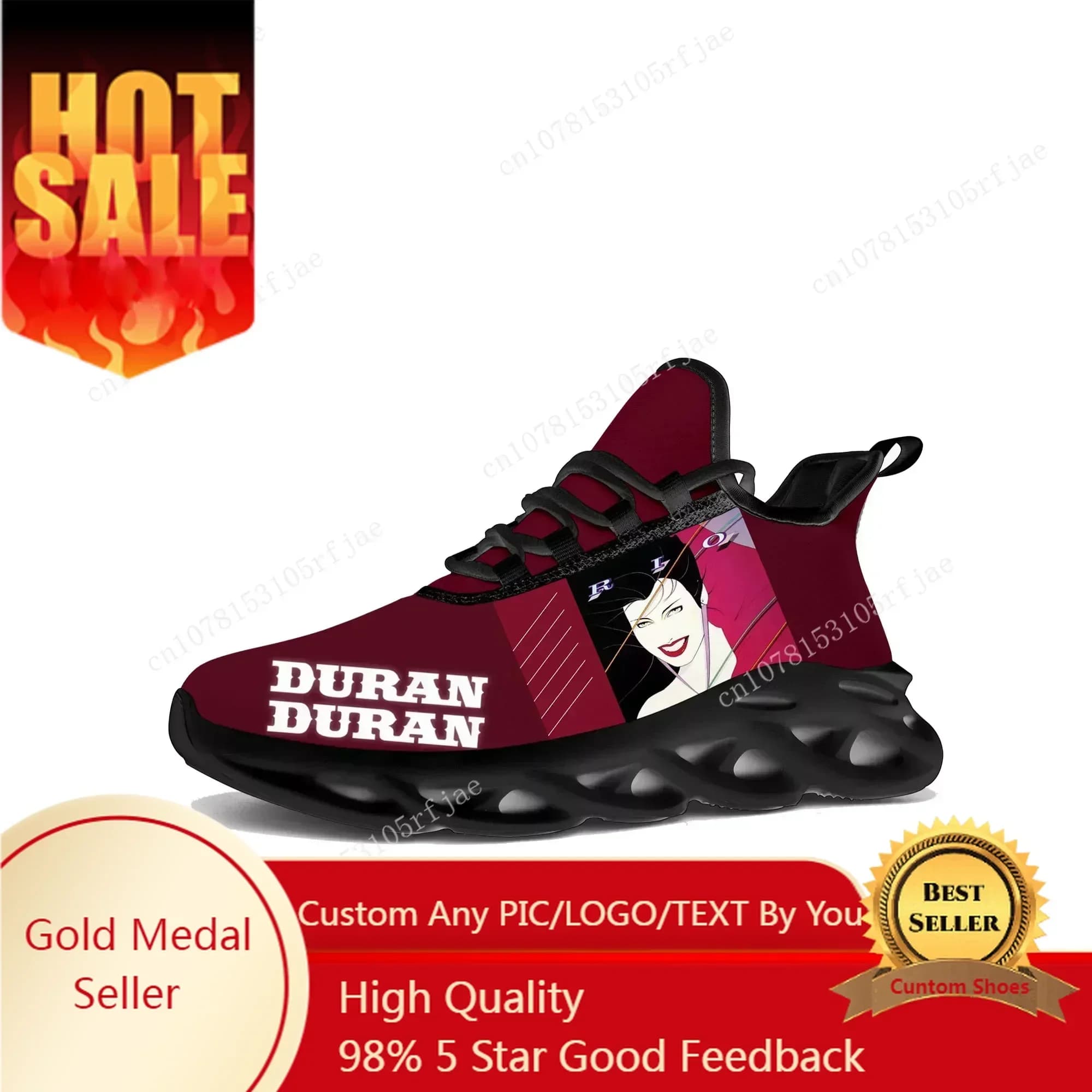 Sneakers Duran Duran per Uomo e Donna, Scarpe da Ginnastica per Danza e Rock, Calzature Sportive in Rete con Lacci, Scarpe su Misura Nere