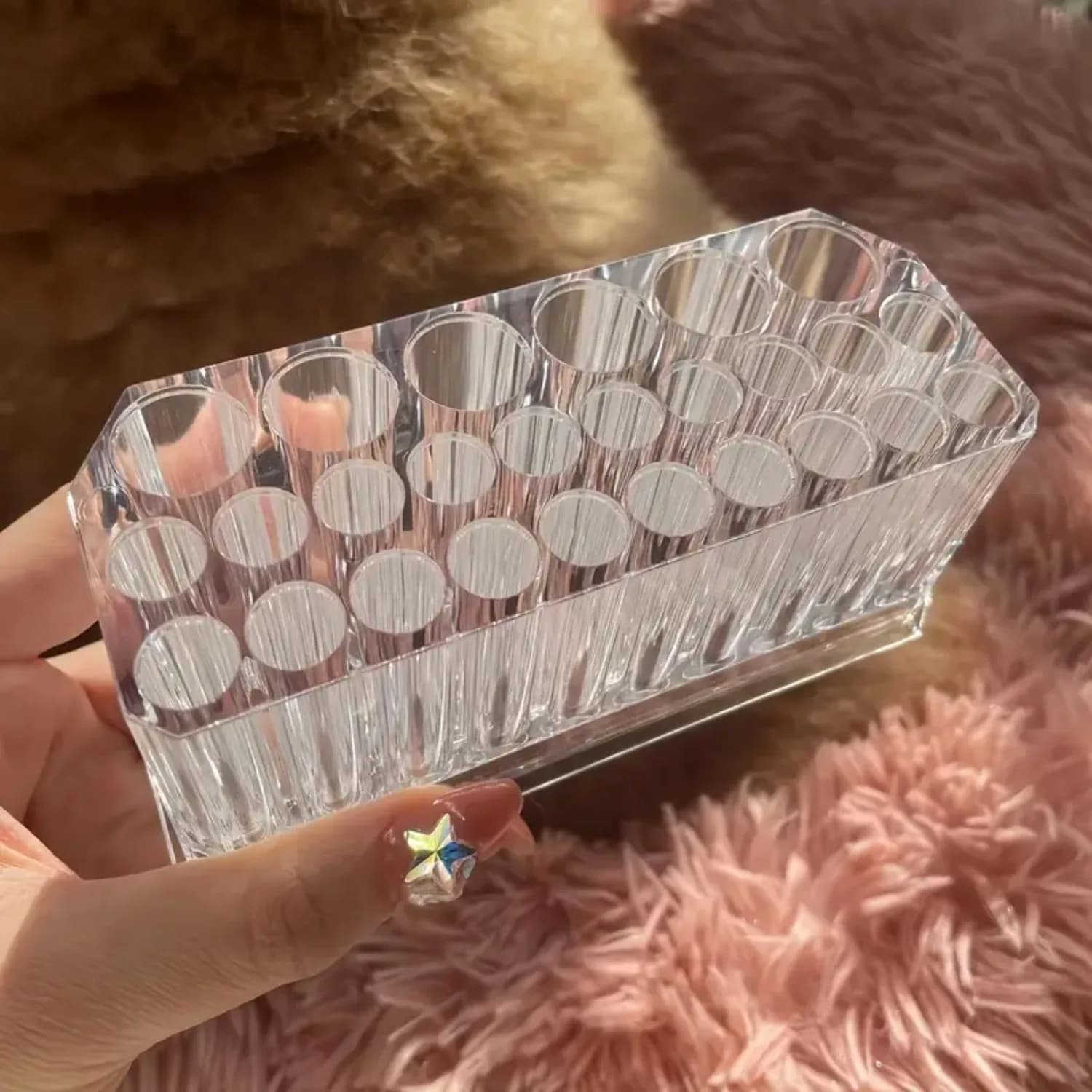 26 Holes Acrylic Nail Brushes Organizer Nail Art Kit Storage Tools Makeup Cosmetics Pen Display Case Holder Holder Showing Shelf