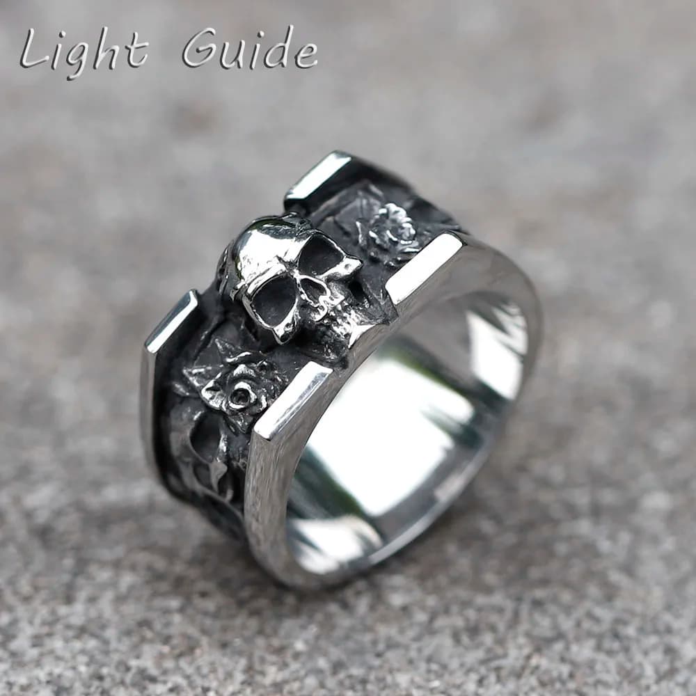 2022 NEW Men 316L Stainless Steel Rings Vintage SKULL Ankle for Teenagers punk Fashion Jewelry Gift Free Shipping