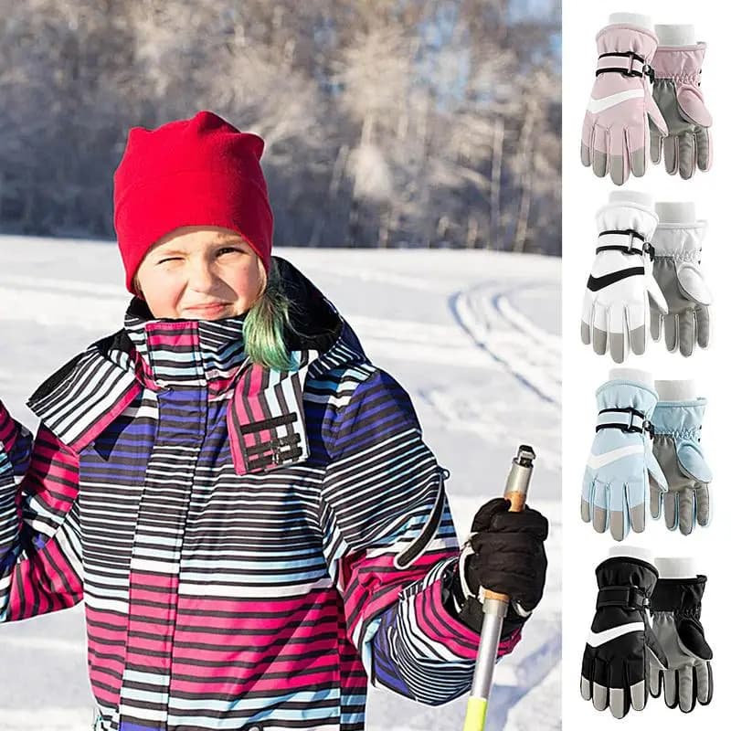 Guanti per bambini Guanti termici impermeabili per pattinaggio su ghiaccio Attrezzatura da neve Accessori invernali Guanti sportivi da snowboard antiscivolo per ragazze e ragazzi