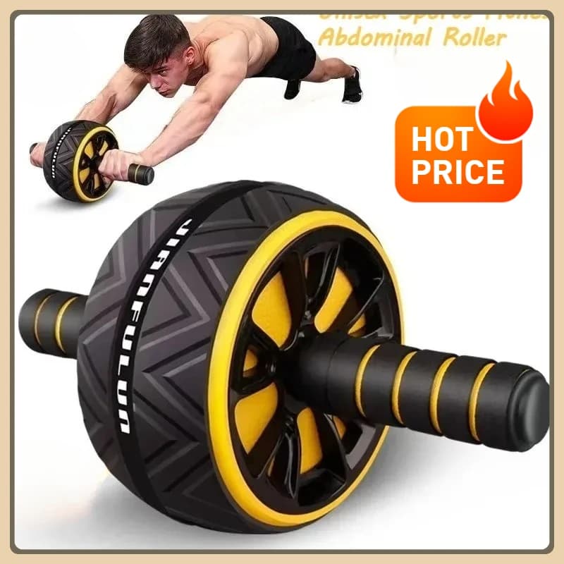 Fitness equipment with exercises with abdominal roller, suitable for men and women, two-wheeled silent AB roller. Fitness