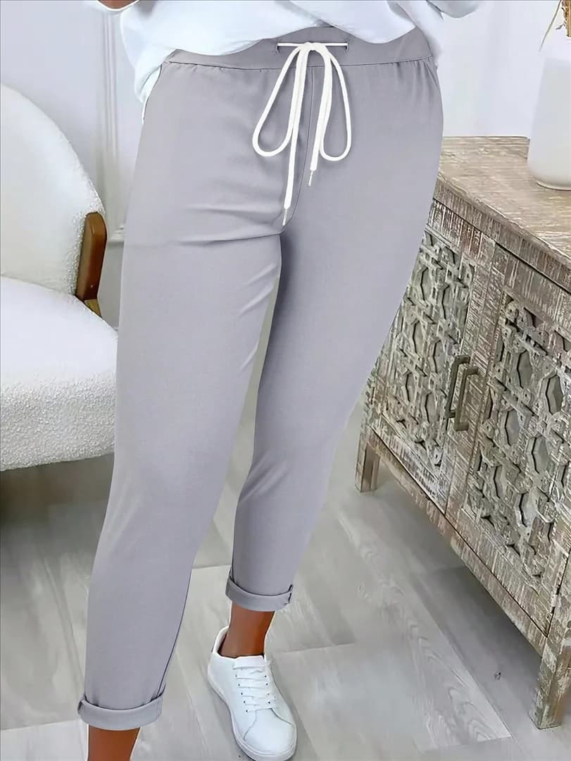 AliExpress Global Nuovi pantaloni lunghi casual in tinta unita con cintura transfrontaliera europea e americana