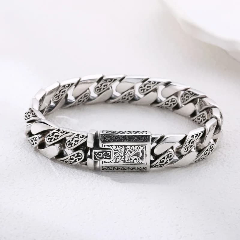 QN Vintage Tang Grass Cuban Chain Bracelet for Men – China Chic Retro Jewelry Trendy Hip Hop Unisex Fashion Accessory