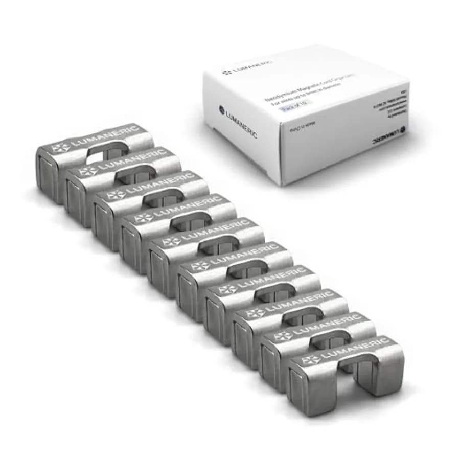 Magnetic Cord Holder, Heavy Duty Neodymium Magnets for Cord Management 10-Pack, Silver No Adhesives or Cable Ties, Reusable Des
