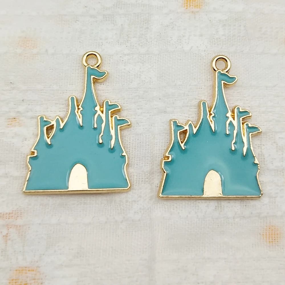 10pcs Castle Charm Jewelry Accessories Diy Making Craft Enamel Necklace Earring Pendant Keychain Charms Alloy Metal Gold Plated