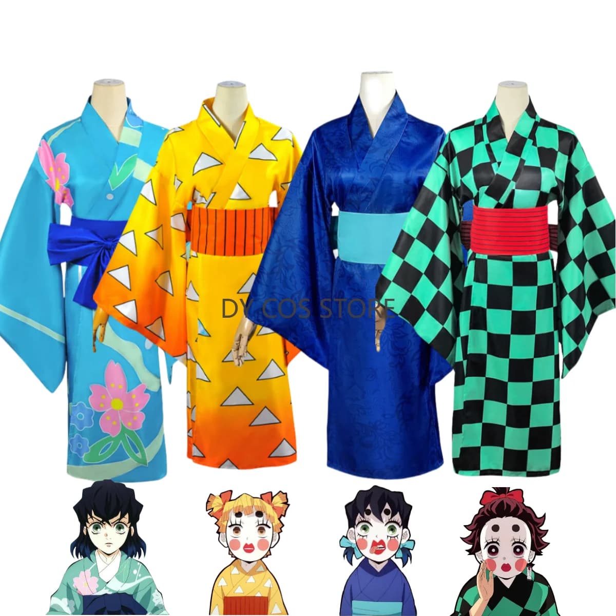 Anime Agatsuma Zenitsu Kamado Tanjirou Hashibira Inosuke Costume Cosplay Kimono giapponese Accappatoio Uomo Donna Vestito da festa di Halloween
