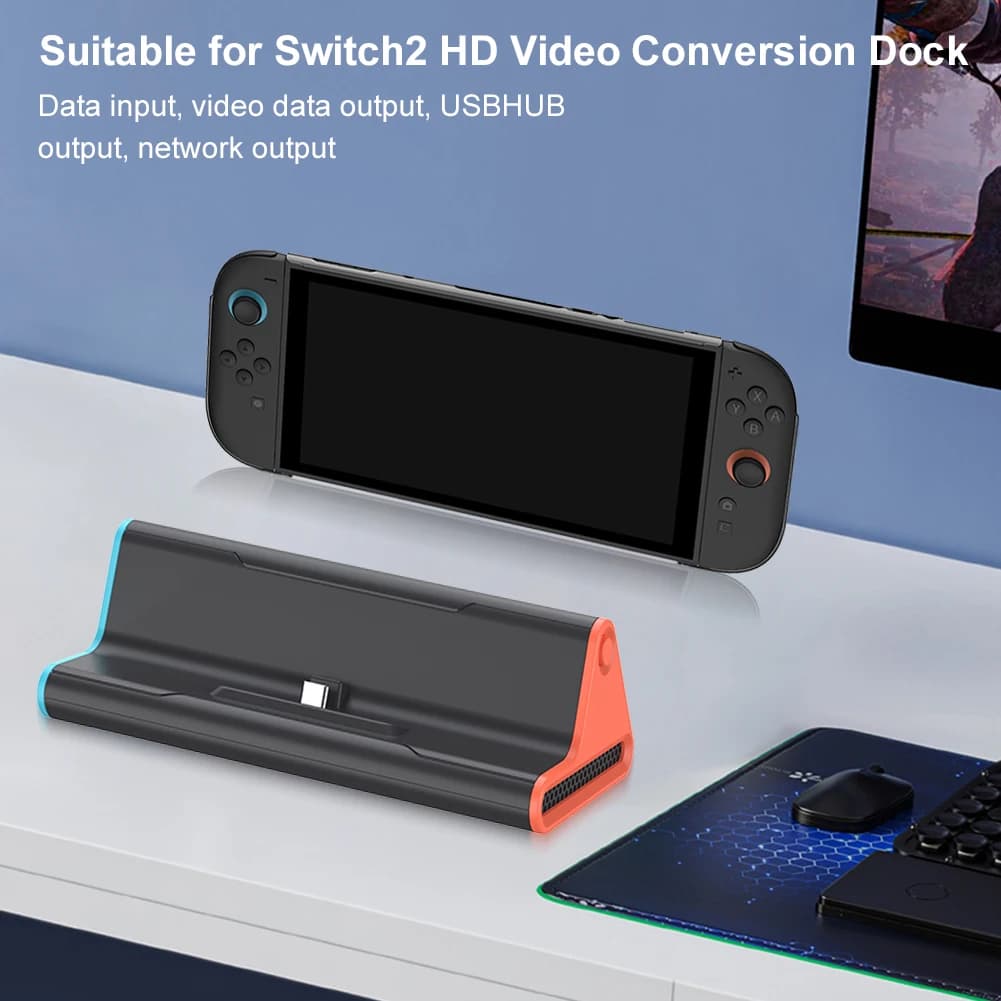 Docking Station NS2 per TV con Porta Type C/USB, Compatibile HDMI, Ricarica Rapida, Adattatore per Console, Base Regalo per Amici