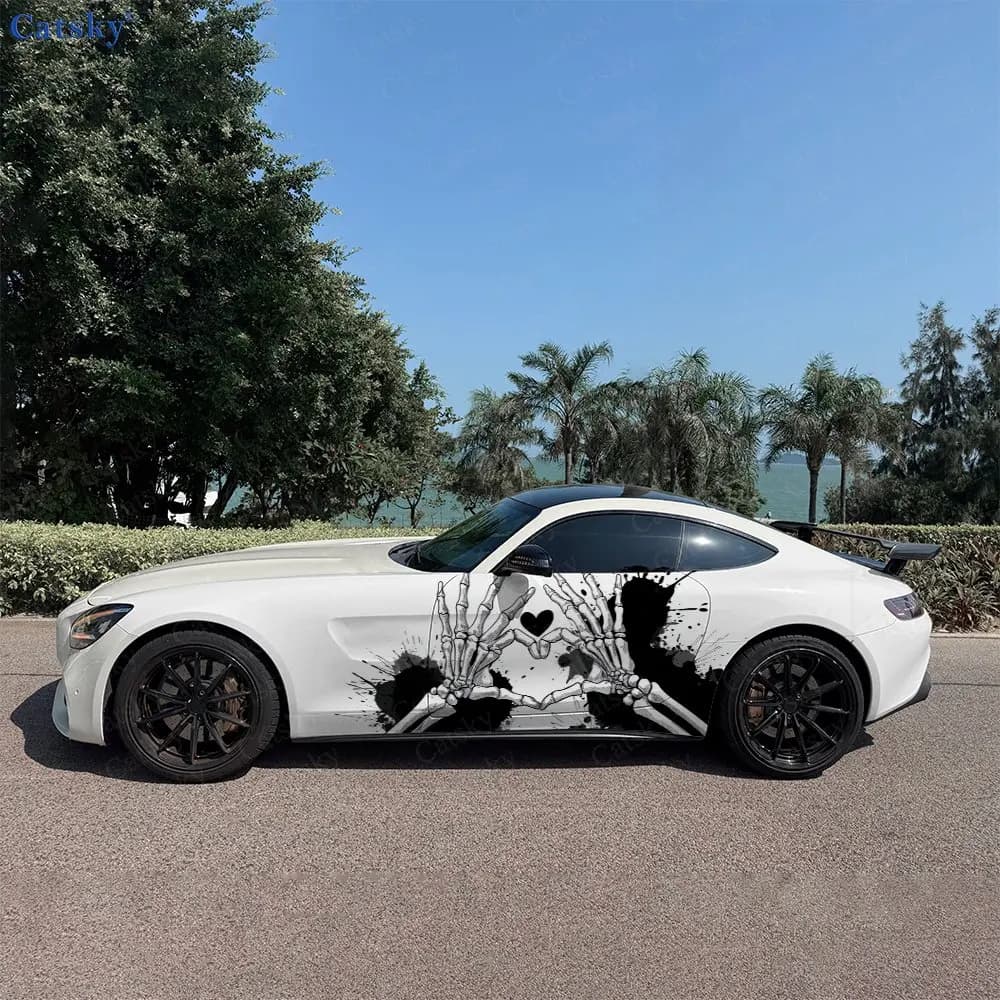 2 Pezzi Adesivi in Vinile per Auto con Scheletro Amorevole, Durevoli, Resistenti allo Sbiadimento, Migliorano l'Estetica del Veicolo con un Design Artistico Audace
