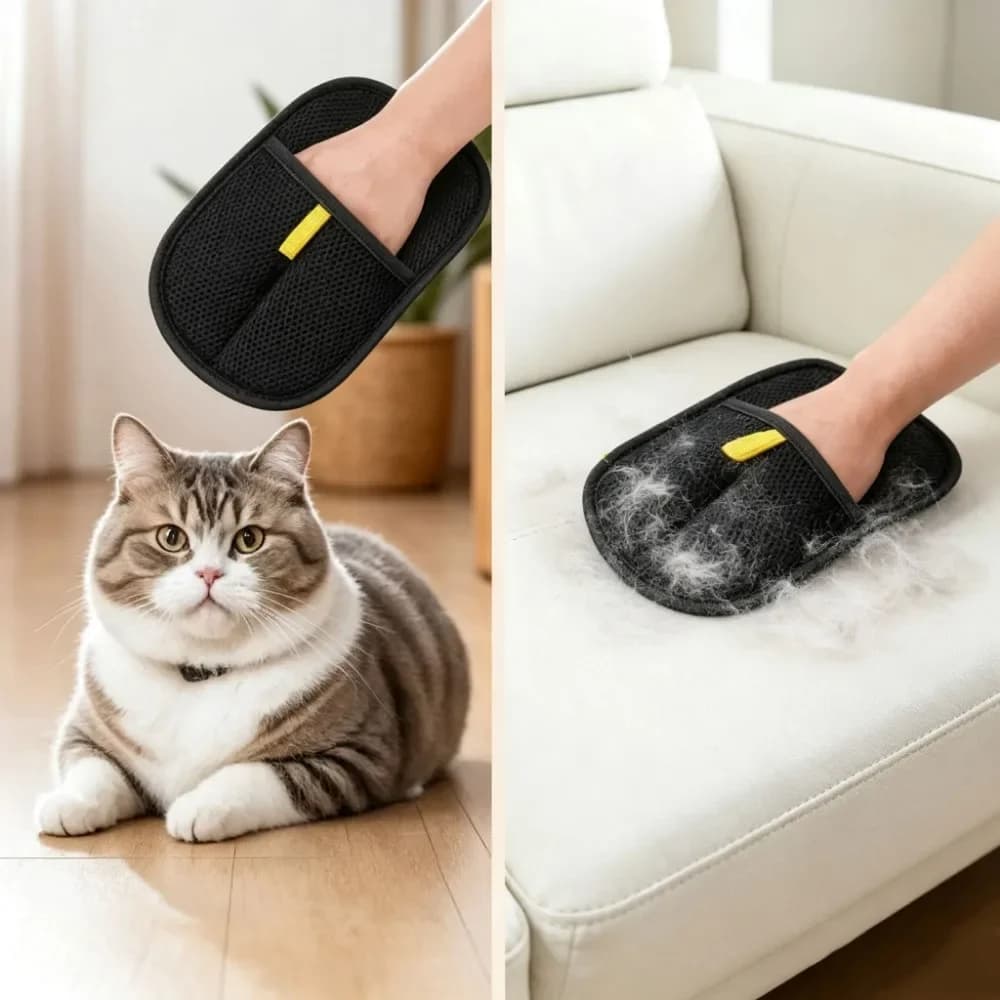 Double Sided Reusable Pet Grooming Gloves Static Hair Removal Gloves Fur Remover Carpets Furniture Clothing