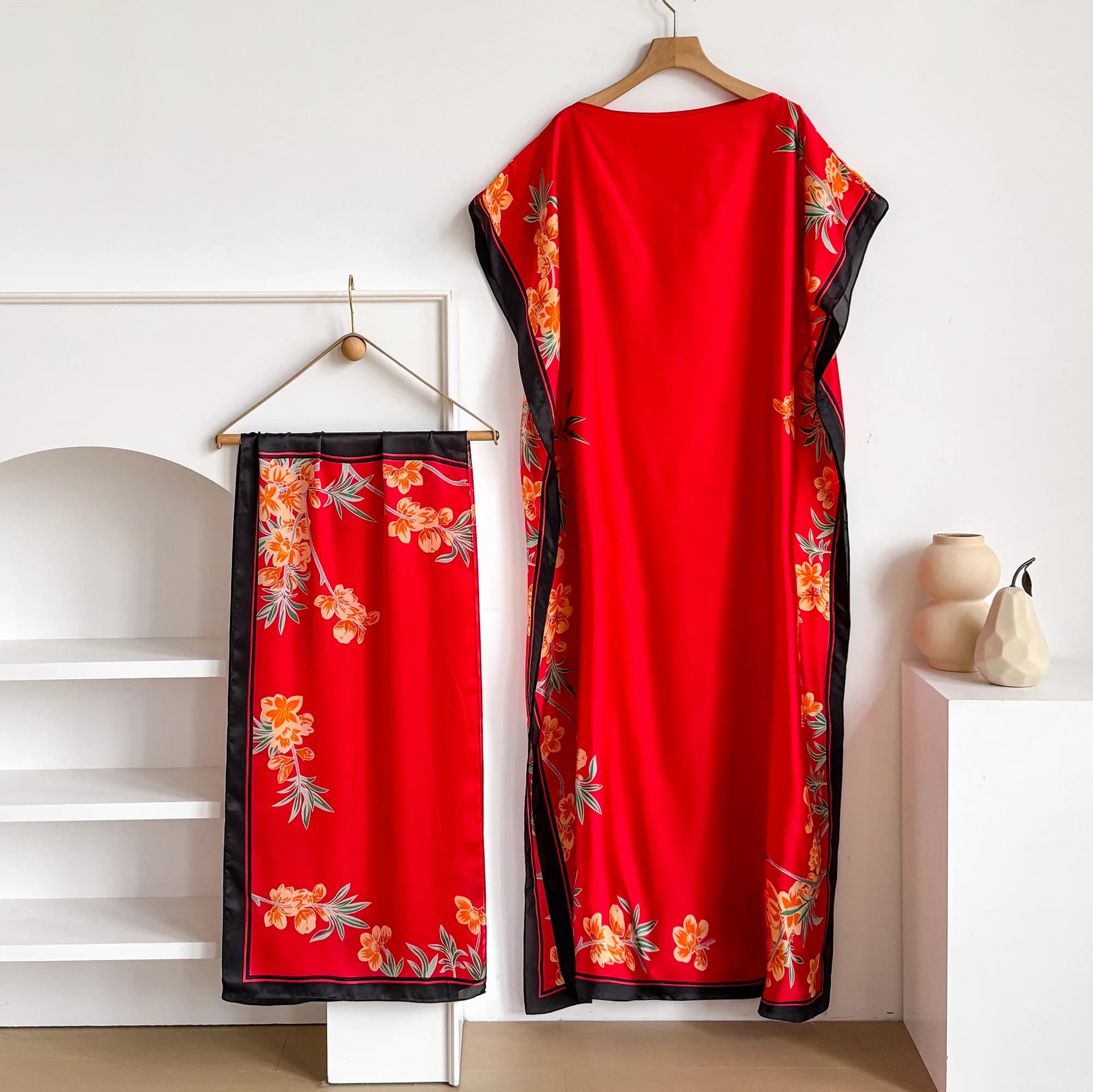 Dress African Oversize Fashion Summer, Silk Satin Dress with Solar Protection for Women, Abaya Muslim Dubai Dashiki, Beach Clothing
