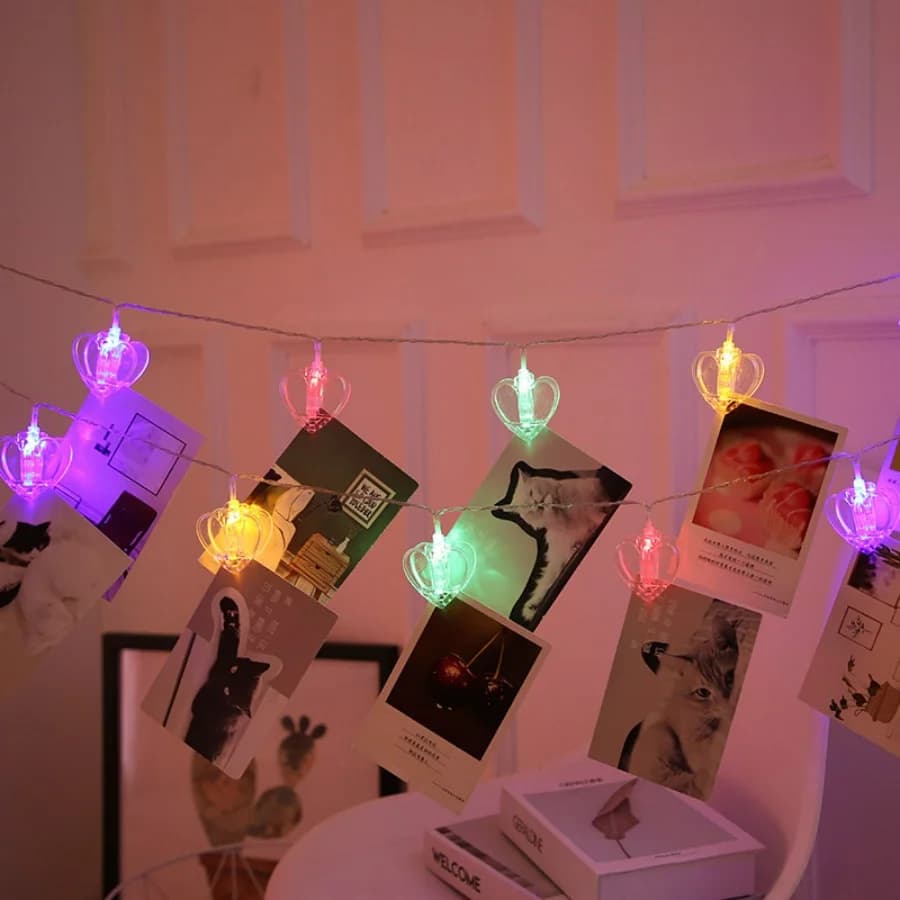 1 pz. Luci a LED a forma di cuore con clip per foto, luci fatate RGB che cambiano colore per camera da letto, feste e decorazioni murali