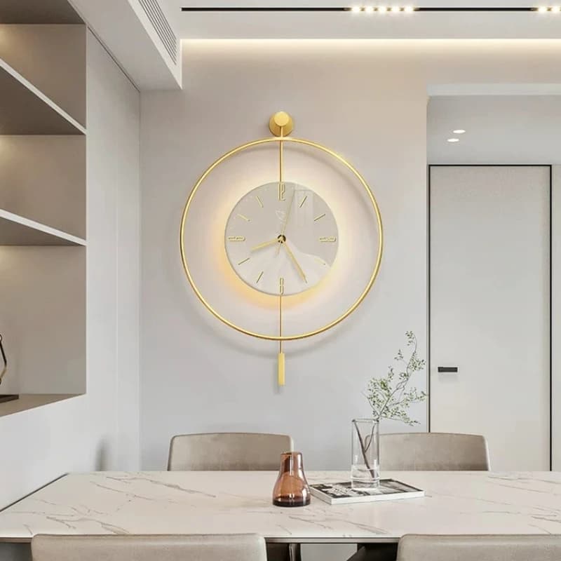 Orologio da Parete in Metallo di Lusso, Orologi da Parete Moderni per Soggiorno, Orologio Silenzioso con Meccanismo a Pendolo per Decorazione Sala da Pranzo