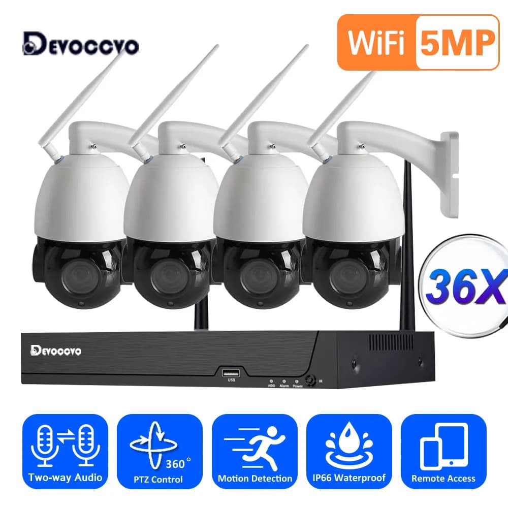Kit sistema di sicurezza telecamera CCTV Wifi 5MP 30X Zoom 4CH NVR wireless Set Kit sistema di videosorveglianza telecamera IP PTZ audio bidirezionale