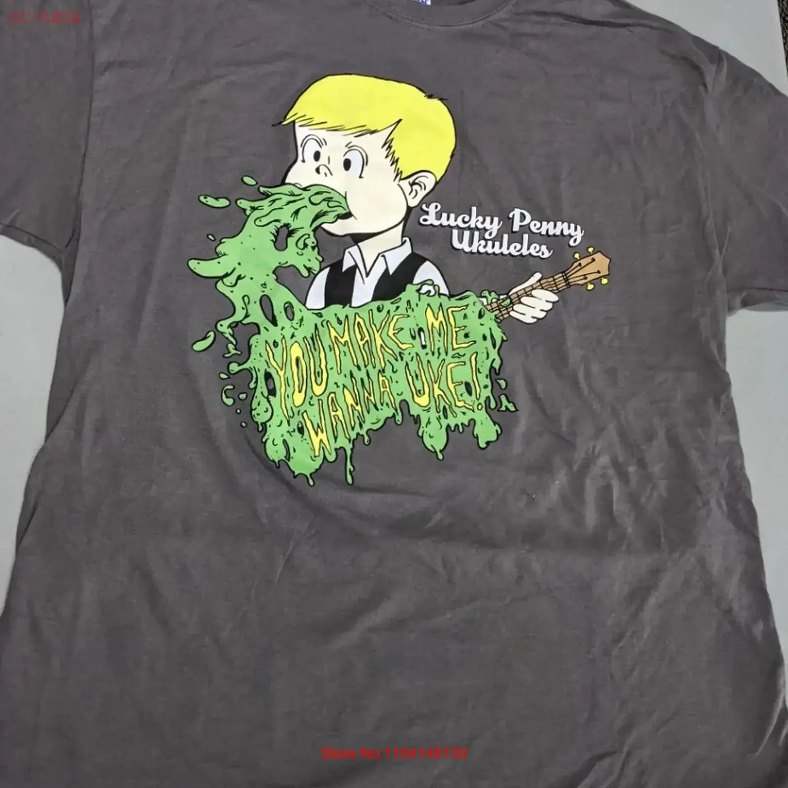 You Make Me Wanna Uke Lucky Penny Ukuleles T Shirt 100 Cotone 2XL Taglia vintage Lavato Comodo Traspirante grafico homme