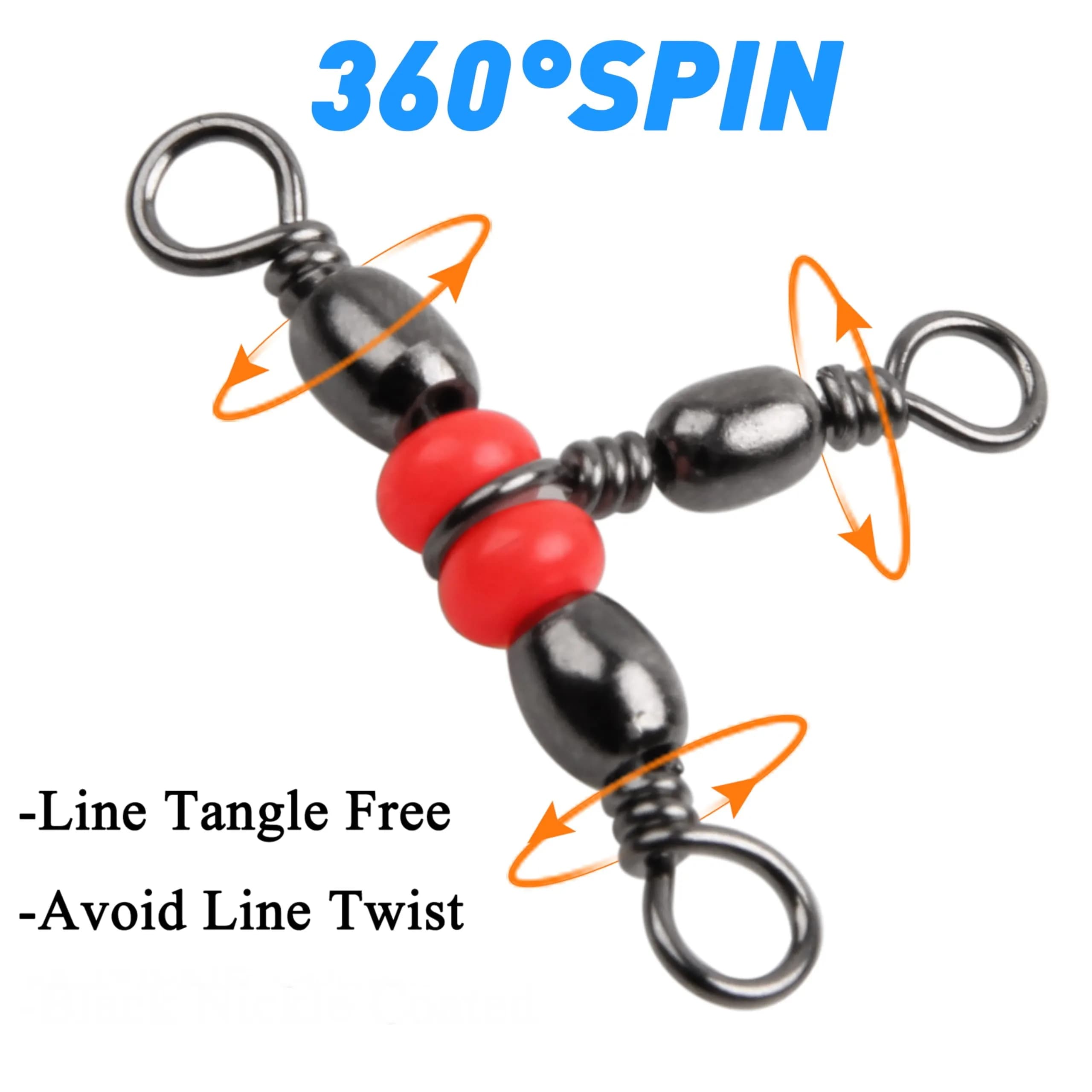 100pcs/box 3 Three Way Swivels,Triple Swivel T-Shape Barrel Swivel, Fishing Tackle Connector Fishing Line Swivel Catfish Rig