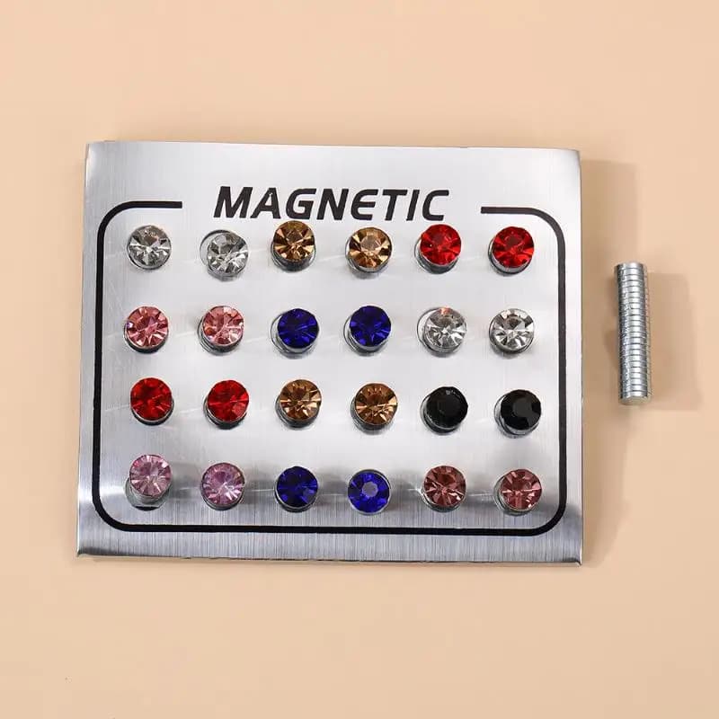 Magnetic Fake Earring Studs 4/5/6MM Round Shape Crystal No Piercing Ear Stud Unisex Round Magnetic Clip Stud Earrings