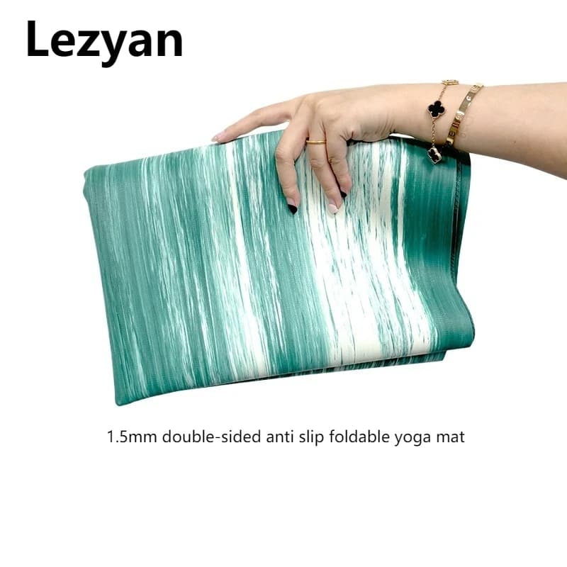 Lezyan 1.5mm PU Gomma Naturale Tappetino Yoga Antiscivolo Ultra-Sottile Pieghevole Fitness Portatile Viaggio Allenamento Palestra Ginnastica Esercizio