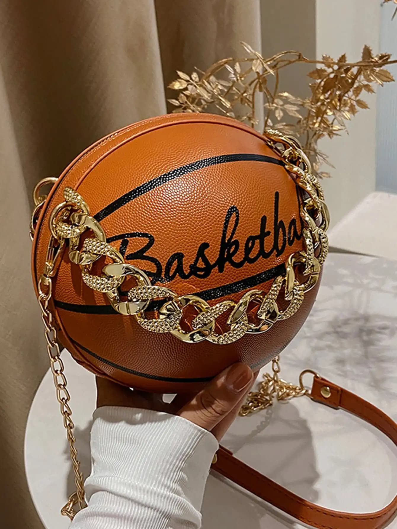 Mini Hoop Bag with Basket Design Chain