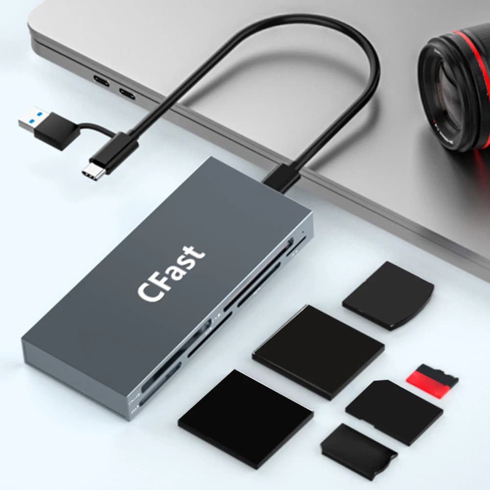Lettore di Schede CFast Legge 6 Schede Simultanamente Adattatore Memory Stick Pro Duo 5Gbps USB 3.0 USB C per Schede CFast/CF/MS/SD/TF/XD