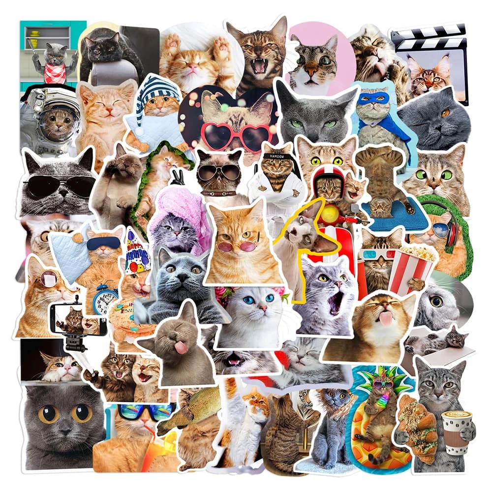 10/30/65pcs Kawaii Cartoon Cat Stickers per bambini fai da te impermeabile Notebook frigorifero valigia moto bici divertente carino decalcomanie giocattoli