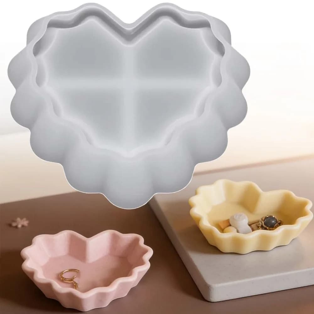 Stampo in Silicone a Forma di Cuore per Ciotola Portaoggetti, Stampo in Resina Bianca Epossidica, Strumento Artigianale Fatto a Mano per Ornamenti
