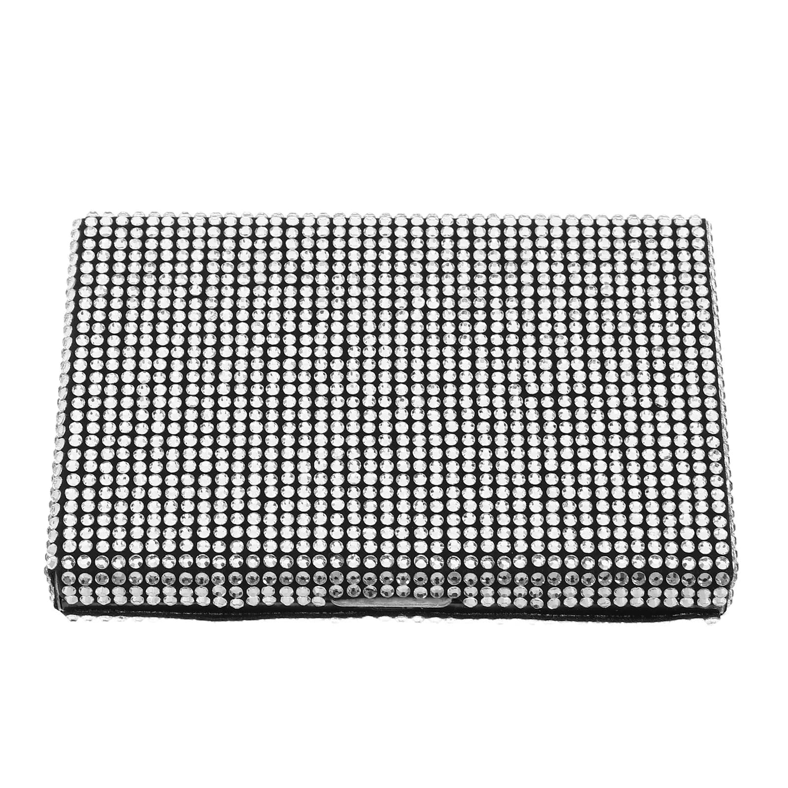 Slim Metal Business Card Case Rhinestone Car Interior Pocket Holder Portable Travel Organizer Stainless Steel Business Card