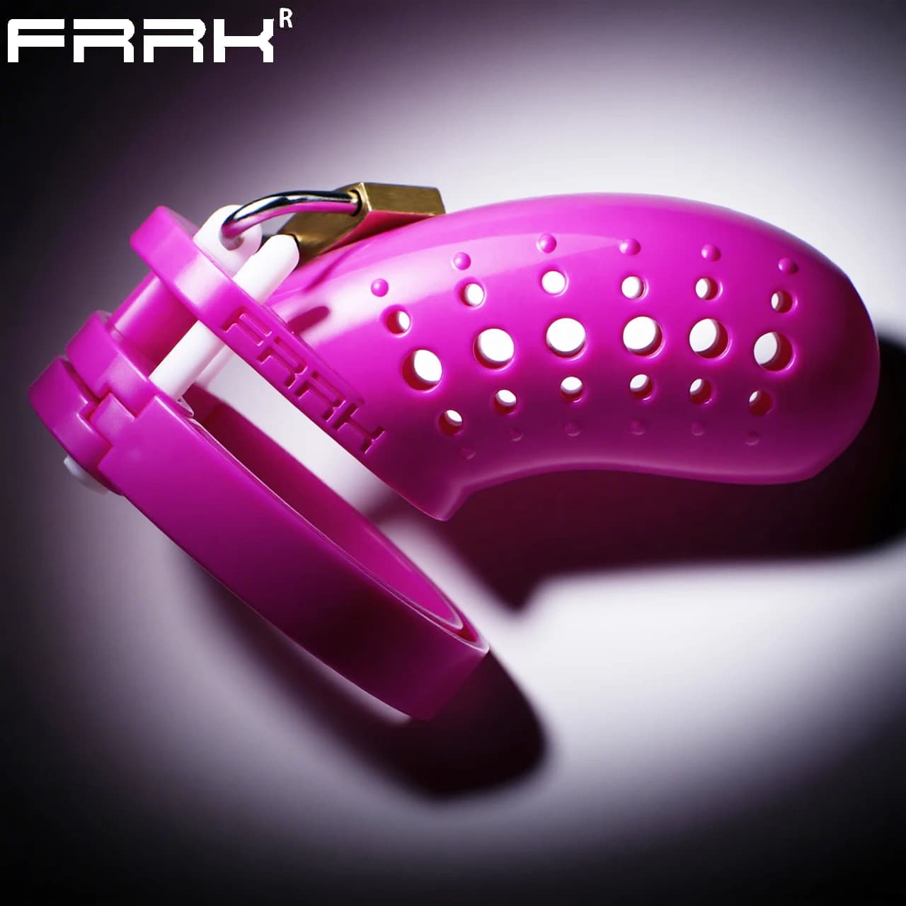 FRRK 24 Long device for male chastity cage 5 colors 5 rings for penis Porous cock Block dildo Light Erotic SexShop Toys for men