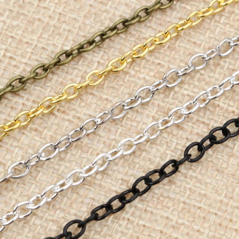 5 Metri/lotto 3x2mm 4x3 millimetri 5 Colori Placcato Croce Non Saldati Ferro Catene Cavo Della Collana FAI DA TE monili Che Fanno I Risultati Accessori