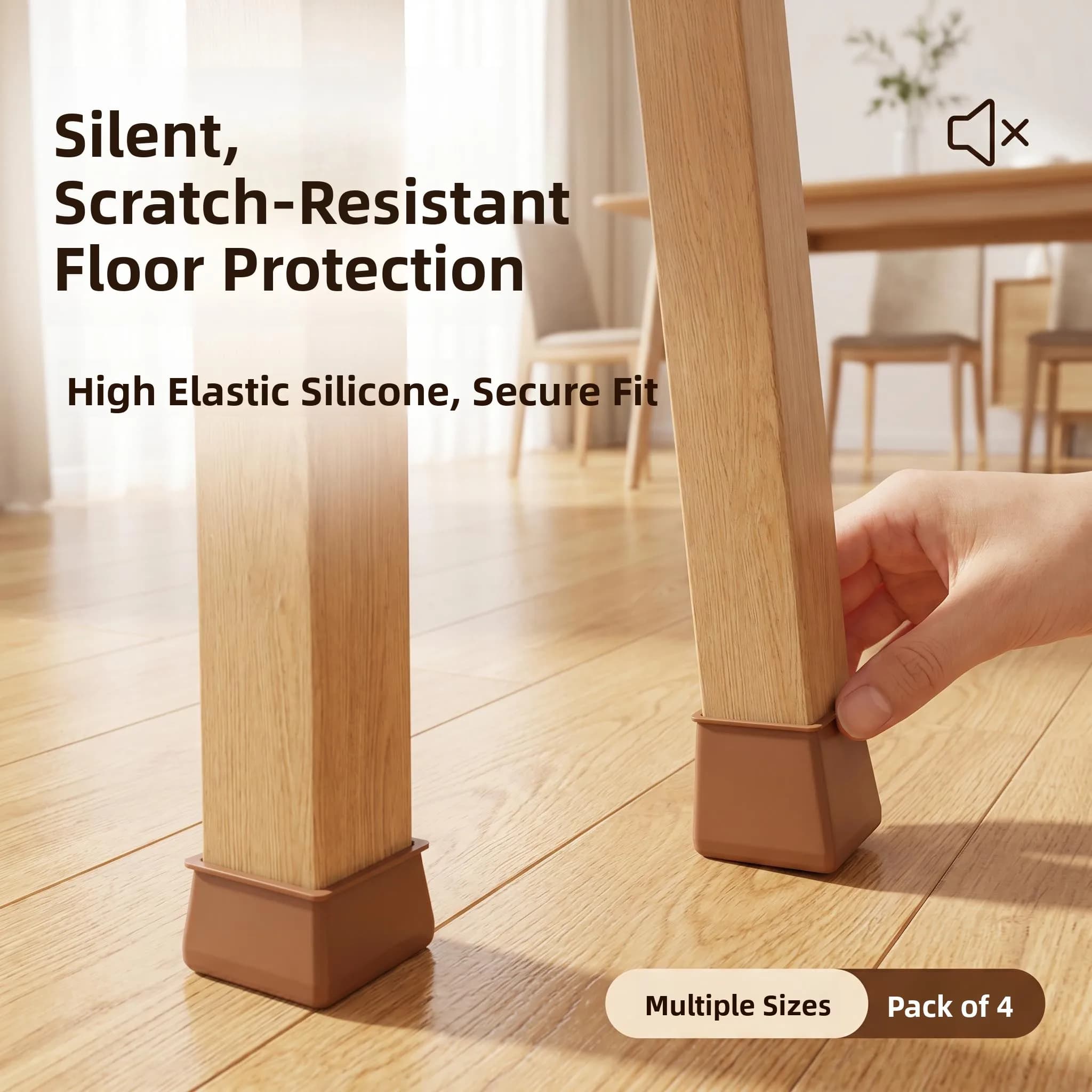 Universal Silent Rectangular Wear-resistant Large Size Wooden Chair Leg Pads Bench Foot Chair Foot Cushions Home Decor