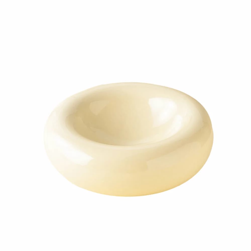 High-Aesthetic Donut-Shaped Cat Bowl Wide Opening Large-Capacity Ceramic Cat Bowl Non-Slip Multifunction Pet Food Bowl