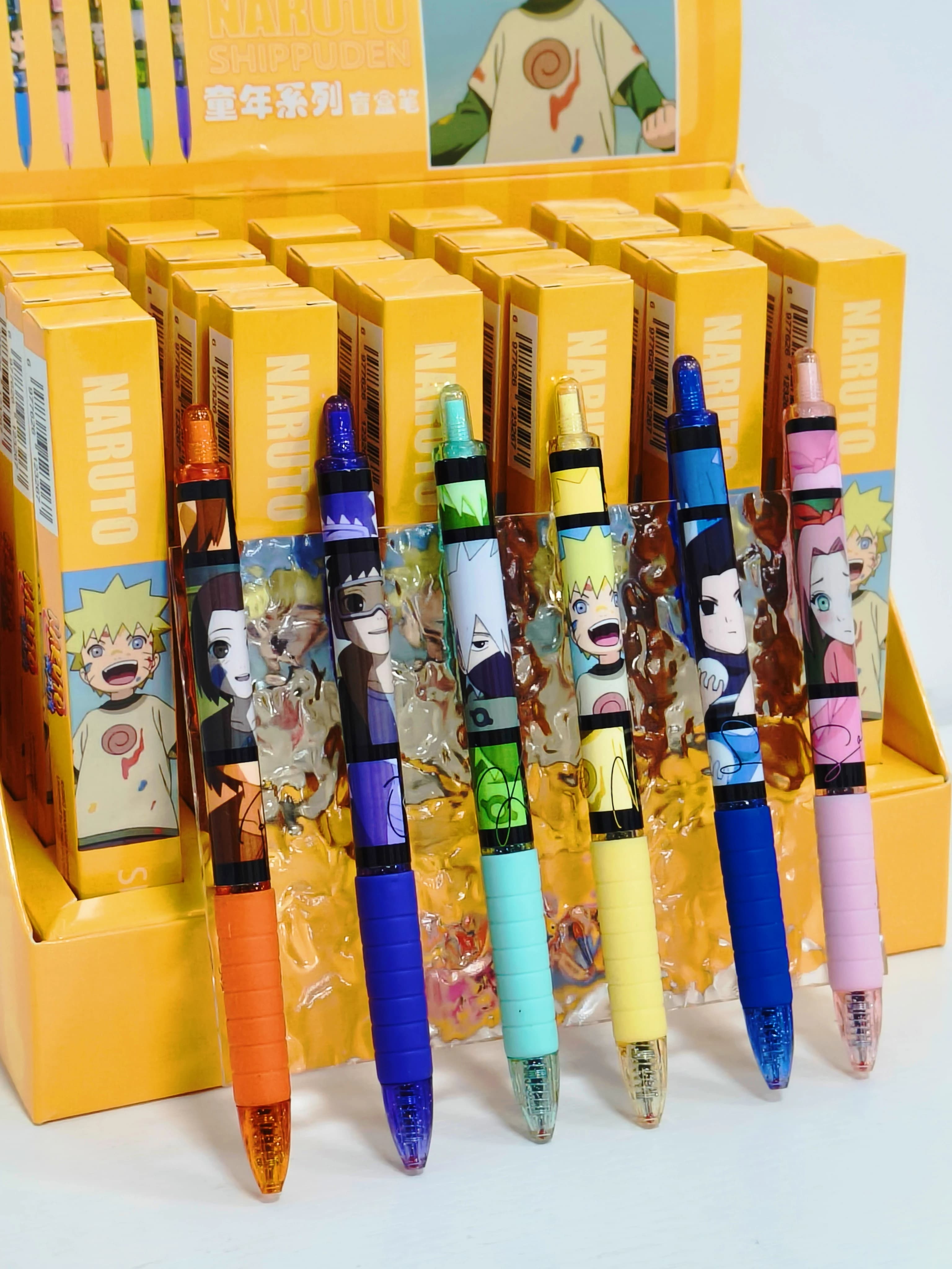 Naruto Sasuke Kakshi Sakura Obito Rin China Official Authorization Childhood Series Gel Pen 6Style*4pcs/set