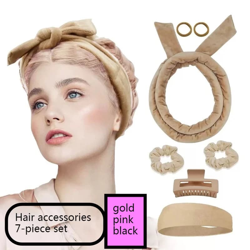 2025 Nuovo arco sonno fascia per capelli ricci, onda grande fai da te ferro arricciacapelli disco per capelli pigri accessori per capelli 7 pezzi set fasce per le donne