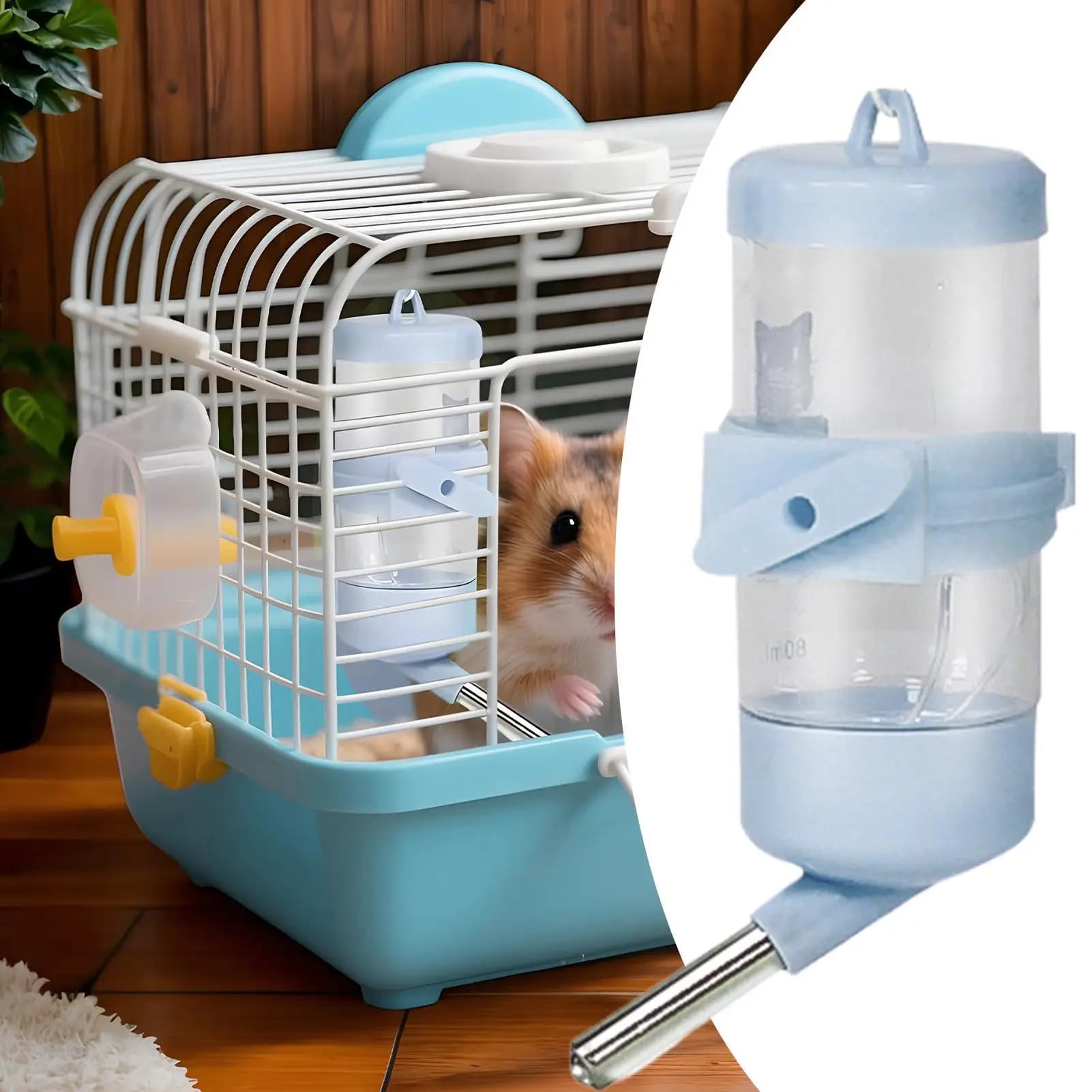 Borraccia per Criceti, Dispenser d'Acqua per Gabbia, Senza Gocciolamento, Abbeveratoio per Conigli, Piccoli Accessori per Gabbie di Gerbilli, Criceti Nani, Ricci