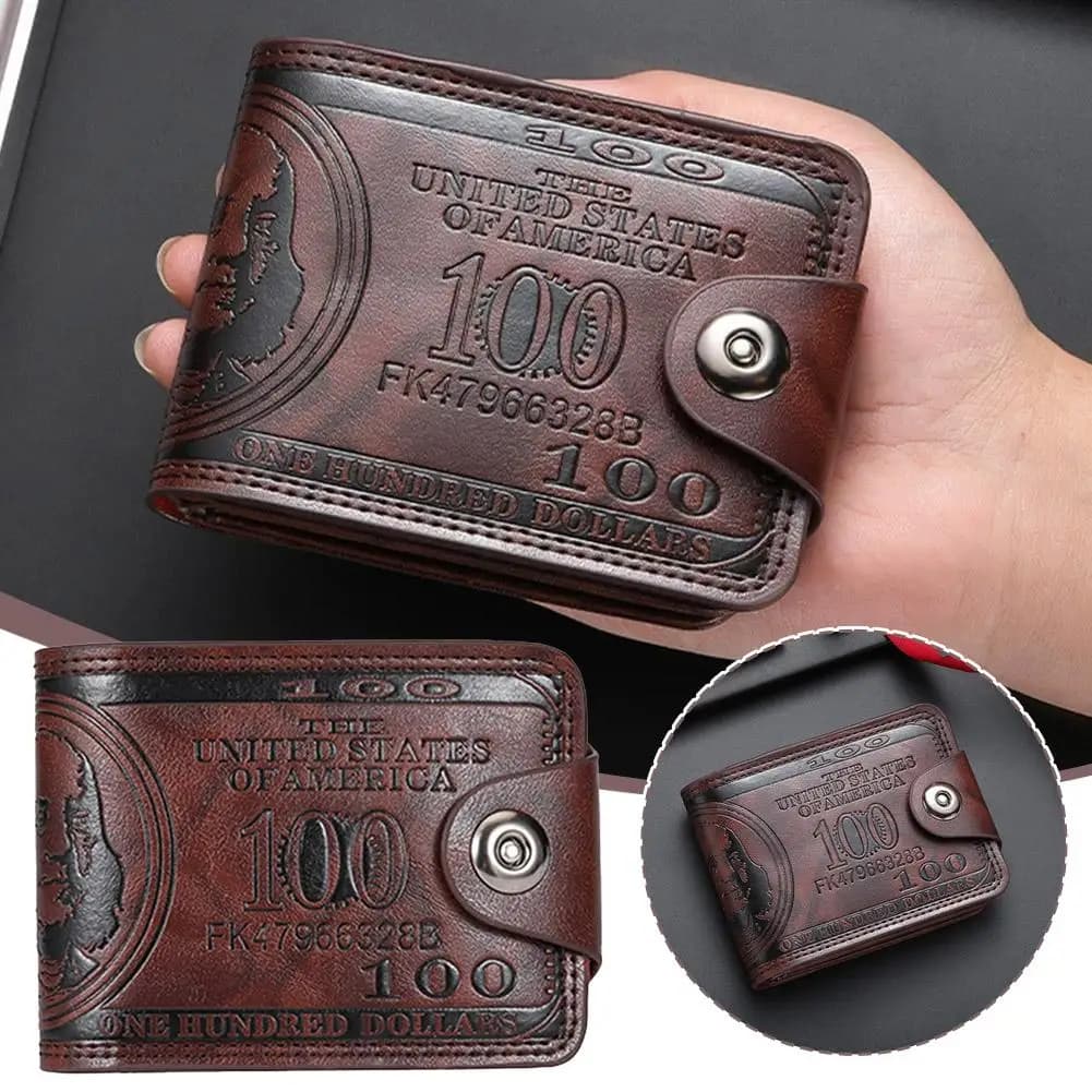 Portafogli da uomo con 100 dollari USA modello Hasp Portafoglio in pelle maschile con porta carte con cerniera Portamonete Cartera Hombre
