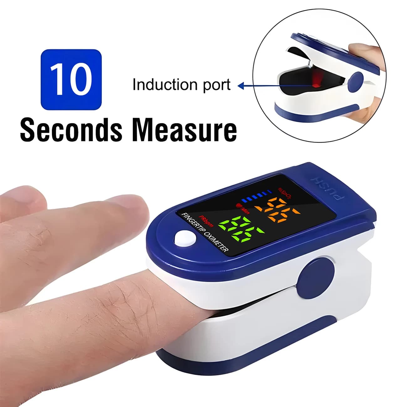 Pulse oximeter with clip for finger Home Use LED Pulse oxymeter Meter for domestic use Portable visual meter with finger clip Oxymeter Saturation
