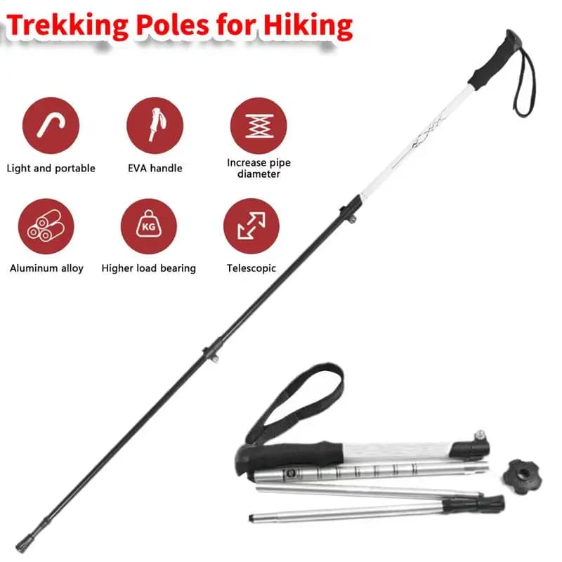 Light Portable Trekking Sticks Folding Trekking Sticks Aluminum Telescopic Trekking Stick Outdoor Walking Sticks Balance Support