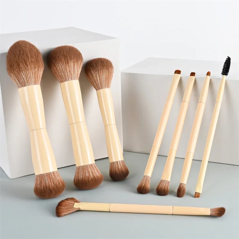 8Pcs Double Ended Makeup Brushes Set Cosmetic Brush Powder Blush Foundation Eyeshadow Eyebrow Brush Face & Eye Makeup Brush Kit