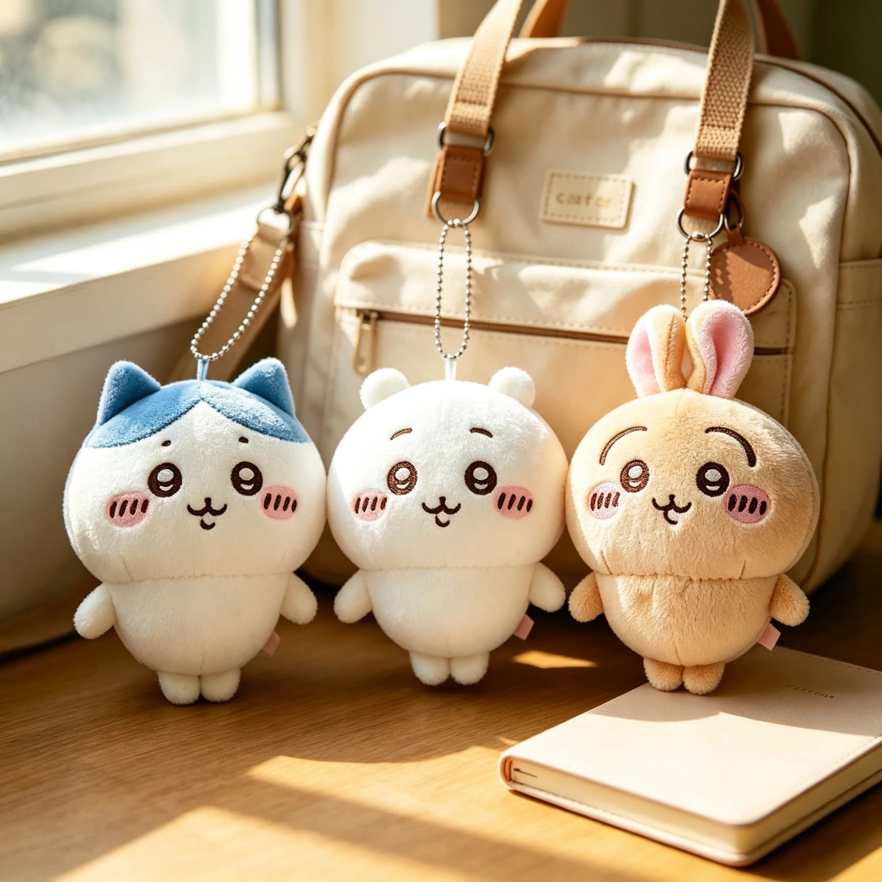 3PCS/SET Chiikawa Cartoon Usagi Hachiware Usachi Soft KAWAII Plush Doll Keychain Pendant Toy - Pajama Theme Gift in Stock