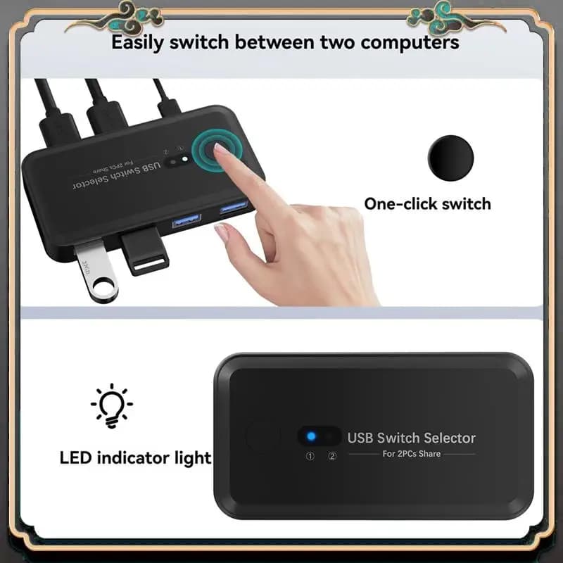 ASMA-USB 3.0 KVM Switcher Selettore KVM Hub Docking Station 2 Computer Condividi Stampante Tastiera Laptop PC Accessori desktop