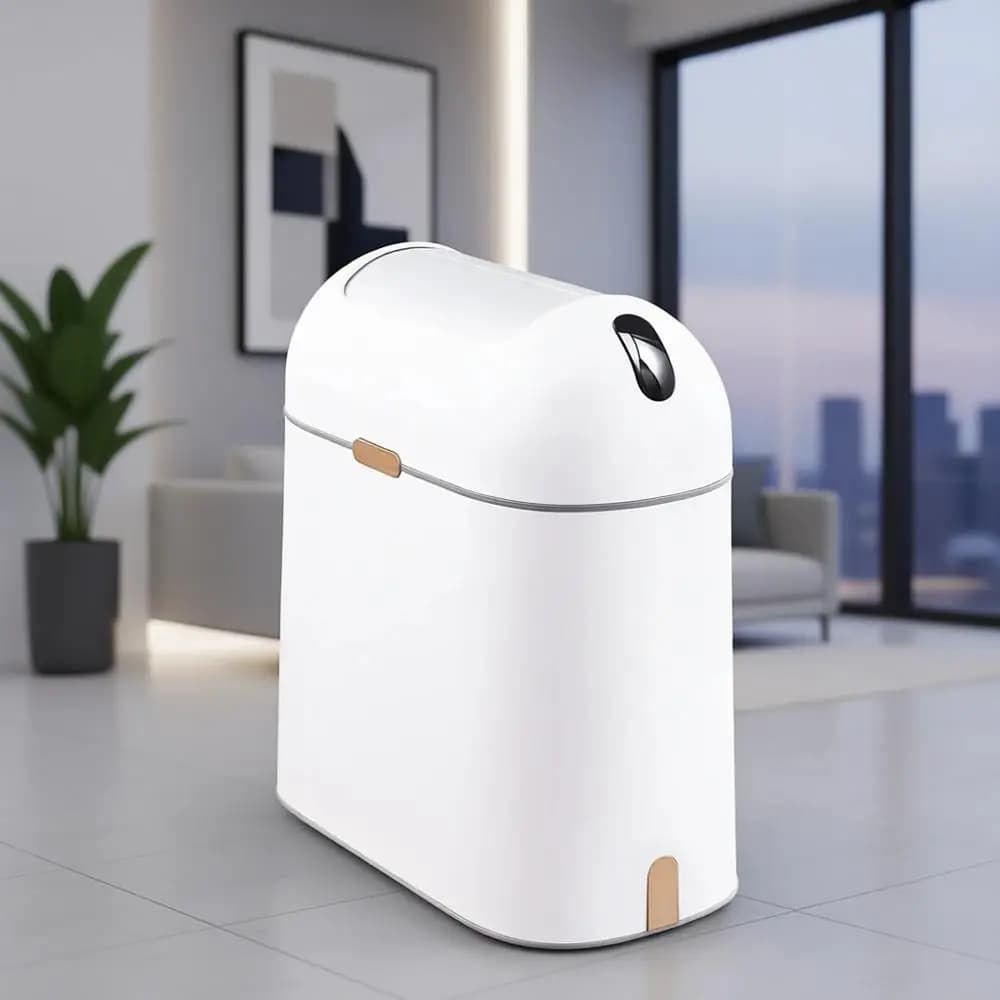 Cestino per Rifiuti con Sensore di Movimento da 2,5 Galloni, Impermeabile, per Bagno, Casa e Ufficio, Bianco